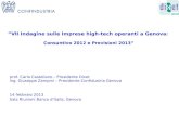 “VII Indagine sulle Imprese high-tech operanti a Genova : Consuntivo 2012 e Previsioni 2013” 14 febbraio 2013 Sala Riunioni Banca d’Italia, Genova prof.