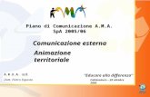 Piano di Comunicazione A.M.A. SpA 2005/06 Comunicazione esterna Animazione territoriale A.R.E.A. srl Dott. Pietro Esposto Caltavuturo – 22 ottobre 2005.