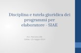 Disciplina e tutela giuridica dei programmi per elaboratore - SIAE Avv. Ramona Zilli Udine, 13 maggio 2014.