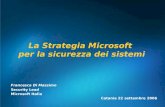 Francesca Di Massimo Security Lead Microsoft Italia Catania 22 settembre 2006 La Strategia Microsoft per la sicurezza dei sistemi.