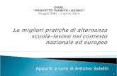 Appunti a cura di Arduino Salatin DISAL “PROGETTO PIANETA LAVORO” Muggiò (MB) – 1 aprile 2014 1.