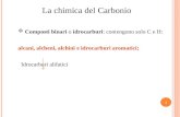 1 La chimica del Carbonio  Composti binari o idrocarburi: contengono solo C e H: alcani, alcheni, alchini e idrocarburi aromatici; Idrocarburi alifatici