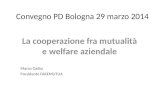 Convegno PD Bologna 29 marzo 2014 La cooperazione fra mutualità e welfare aziendale Marco Gaiba Presidente FAREMUTUA.