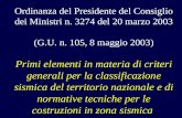 Ordinanza del Presidente del Consiglio dei Ministri n. 3274 del 20 marzo 2003 (G.U. n. 105, 8 maggio 2003) Primi elementi in materia di criteri generali.