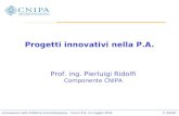 Innovazione nella Pubblica Amministrazione – Forum P.A. 13 maggio 2004 P. Ridolfi Progetti innovativi nella P.A. Prof. ing. Pierluigi Ridolfi Componente.