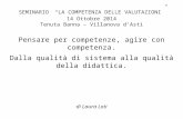SEMINARIO “LA COMPETENZA DELLE VALUTAZIONI” 14 Ottobre 2014 Tenuta Banna – Villanova d'Asti Pensare per competenze, agire con competenza. Dalla qualità.