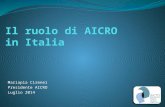 Mariapia Cirenei Presidente AICRO Luglio 2014. AICRO, una realtà operante in Italia nell’ambito della ricerca clinica dal Maggio del 2004 Soci Fondatori: