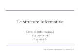 Ugo de'Liguoro - Informatica 2 a.a. 03/04 Lez. 5 Le strutture informative Corso di Informatica 2 a.a. 2003/04 Lezione 5.