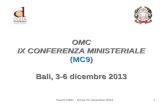 OMC IX CONFERENZA MINISTERIALE (MC9) Bali, 3-6 dicembre 2013 Tavolo OMC - Roma 22 novembre 20131.