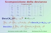 Scomposizione della devianza Dev(X k )= K=1,…, r = Dev(X k )+N k (  k –  ) 2 Dev(X)=