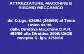1 ATTREZZATURE, MACCHINE E RISCHIO MECCANICO dal D.Lgs. 626/94 (359/99) al Testo Unico 81/08 dalla Direttiva Macchine D.P.R. 459/96 alla Direttiva 2006/42/CE.