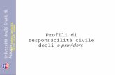 Università degli Studi di Perugia Diritto privato europeo Prof. Stefania Stefanelli Profili di responsabilità civile degli e-providers.