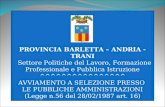 PROVINCIA BARLETTA – ANDRIA - TRANI Settore Politiche del Lavoro, Formazione Professionale e Pubblica Istruzione ^^^^^^^^^^^^^^^^ AVVIAMENTO A SELEZIONE.