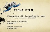 TROVA FILM Progetto di Tecnologie Web anno accademico 2013/2014 DEL VECCHIO GIANLUCA 0108001517 IOVINO PASQUALE 0108001465.