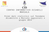 Primi dati statistici sul fenomeno disabilità a Marsala aggiornati a giugno 2014 REGIONE SICILIA CID CENTRO INFORMATIVO DISABILI MARSALA.