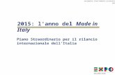 DOCUMENTO STRETTAMENTE RISERVATO SHR Piano Straordinario per il rilancio internazionale dell'Italia 2015: l'anno del Made in Italy.