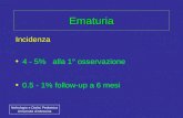 Ematuria Incidenza 4 - 5% alla 1° osservazione 0.5 - 1% follow-up a 6 mesi Nefrologia e Dialisi Pediatrica Università di Messina.