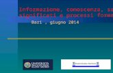 Bari, giugno 2014 Informazione, conoscenza, sapere: significati e processi formativi.