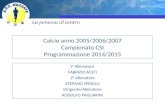 Calcio anno 2005/2006/2007 Campionato CSI Programmazione 2014/2015 1° Allenatore FABRIZIO ACETI 2° Allenatore STEFANO SPINELLI Dirigente/Allenatore RODOLFO.
