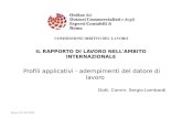 IL RAPPORTO DI LAVORO NELL'AMBITO INTERNAZIONALE Profili applicativi - adempimenti del datore di lavoro Dott. Comm. Sergio Lombardi Roma, 01/12/2009.