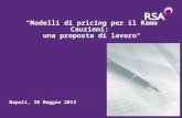 “Modelli di pricing per il Ramo Cauzioni: una proposta di lavoro" Napoli, 30 Maggio 2013.