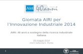 1 Giornata AIRI per l’Innovazione Industriale 2014 AIRI: 40 anni a sostegno della ricerca industriale italiana 26 maggio 2014 Horti Sallustiani, Roma.