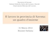 Il lavoro in provincia di Savona: un quadro d'insieme 31 Marzo 2014 Rizzieri Stefania Provincia di Savona Settore Politiche Attive del Lavoro e Sociali.