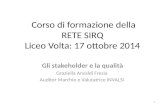 Corso di formazione della RETE SIRQ Liceo Volta: 17 ottobre 2014 Gli stakeholder e la qualità Graziella Ansaldi Fresia Auditor Marchio e Valutatrice INVALSI.