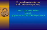 Il pensiero moderno (Kant: Critica della ragion pura) Prof. Daniele Pelini Email: gigantomachia2000@yahoo.it.