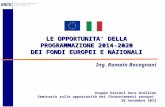 LE OPPORTUNITA’ DELLA PROGRAMMAZIONE 2014-2020 DEI FONDI EUROPEI E NAZIONALI Gruppo Giovani Ance Avellino Seminario sulle opportunità dei finanziamenti.
