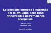 Le politiche europee e nazionali per lo sviluppo delle fonti rinnovabili e dell’efficienza energetica Edgardo Curcio Presidente AIEE Salerno, 13 aprile.