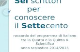 Sei scrittori per conoscere il Settecento raccordo del programma di Italiano tra la Quarta e la Quinta A Scientifico anno scolastico 2014/2015.