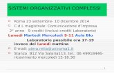 1 SISTEMI ORGANIZZATIVI COMPLESSI  Roma 23 settembre- 10 dicembre 2014  C.d.L magistrale: Comunicazione d’impresa 2° anno 9 crediti (inclusi crediti.