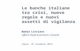Le banche italiane tra crisi, nuove regole e nuovi assetti di vigilanza Nadia Linciano Ufficio Studi Economici, Consob Capua, 24 novembre 2014.