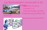 Le formazioni musicali e la voce Materia musica Classe 2 A Alunna Sofia Gulino Professoressa Mary Di martino Scuola 3 istituto comprensivo Giovanni Verga.