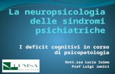 I deficit cognitivi in corso di psicopatologia Dott.ssa Lucia Ioime Prof Luigi Janiri.