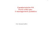 M&m Caratteristiche PA Punti critici per il management pubblico Prof. Renato Ruffini.
