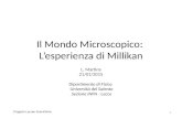 Il Mondo Microscopico: L’esperienza di Millikan L. Martina 21/01/2015 Dipartimento di Fisica Università del Salento Sezione INFN - Lecce Progetto Lauree.