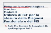Sala M., Guzzon P, Ajovalasit D. aprile-giugno 2012 P rogetto formativo Regione Marche– Modulo B Utilizzo di ICF per la stesura della Diagnosi Funzionale.