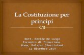 Dott. Davide De Lungo Incontro di formazione Roma, Palazzo Giustiniani 12 dicembre 2014
