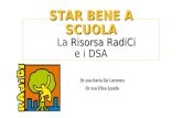 STAR BENE A SCUOLA RisorsaRadiCi STAR BENE A SCUOLA La Risorsa RadiCi e i DSA Dr.ssa Ilaria De Lorenzo Dr.ssa Elisa Spada.