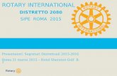 ROTARY INTERNATIONAL DISTRETTO 2080 SIPE ROMA 2015 Presentatori: Segretari Distrettuali 2015-2016 Roma 21 marzo 2015 – Hotel Sheraton Golf B. 1.