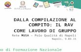 DALLA COMPILAZIONE AL COMPITO: IL RAV COME LAVORO DI GRUPPO Rete MUSA – Polo Qualità di Napoli Napoli, 9.03.15 Piano di Formazione Nazionale.