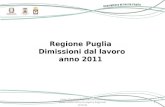 Regione Puglia Dimissioni dal lavoro anno 2011 Fonte: Direzione Regionale del Lavoro - Elaborazione Ufficio Consigliera Regionale di Parità 1.