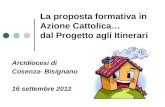 La proposta formativa in Azione Cattolica… dal Progetto agli Itinerari Arcidiocesi di Cosenza- Bisignano 16 settembre 2012.