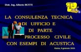 Dott. Ing. Alberto BOTTI LA CONSULENZA TECNICA DI UFFICIO E DI PARTE NEL PROCESSO CIVILE CON ESEMPI DI ACUSTICA Roma, 9 gennaio 2015.