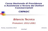Cassa Nazionale di Previdenza e Assistenza a favore dei Dottori Commercialisti CNPADC Bilancio Tecnico Proiezioni: 2012-2061 Roma, novembre 2012 Antonio.