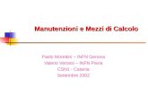 Manutenzioni e Mezzi di Calcolo Paolo Morettini – INFN Genova Valerio Vercesi – INFN Pavia CSN1 - Catania Settembre 2002.