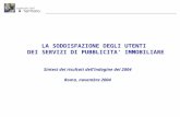 LA SODDISFAZIONE DEGLI UTENTI DEI SERVIZI DI PUBBLICITA’ IMMOBILIARE Sintesi dei risultati dell’indagine del 2004 Roma, novembre 2004.