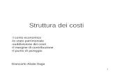 1 Struttura dei costi - il conto economico -lo stato patrimoniale -suddivisione dei costi -il margine di contribuzione -il punto di pareggio Giancarlo.